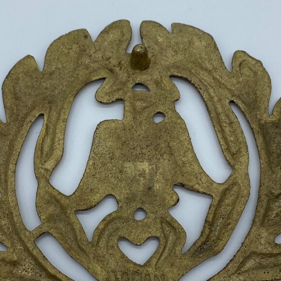 Vintage Solid Brass Trivet Hot Plate Decorative Eagle w/ Heart 7" Made in Japan - Picture 8 of 13